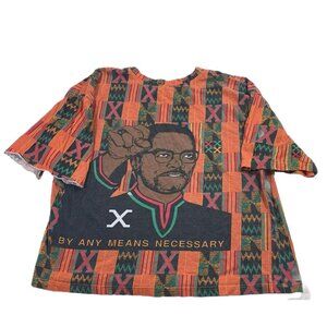 Vintage 90’s Malcolm X Rap T-Shirt 2 Sided Size XL Boxy Kacy Kente Cloth Rare